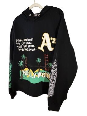 Homme Femme Hollywood Graphic Hoodie XL Black Cali NYC Streetwear